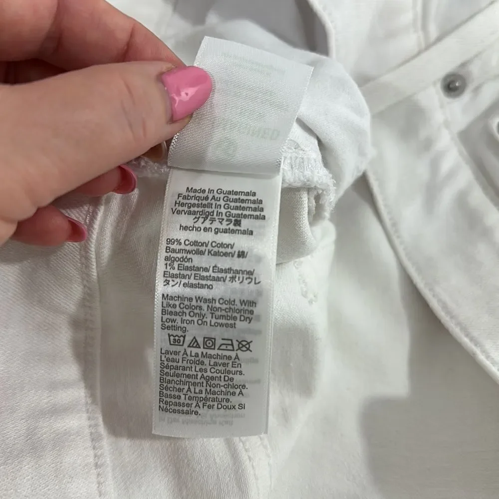 J. Crew White High Waisted Raw Hem Denim Shorts Size 31